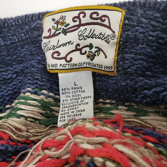 Heirloom Collectibles Christmas Sweater Large 3D Tree Poinsettias Full Zip VTG - Picture 10 of 10